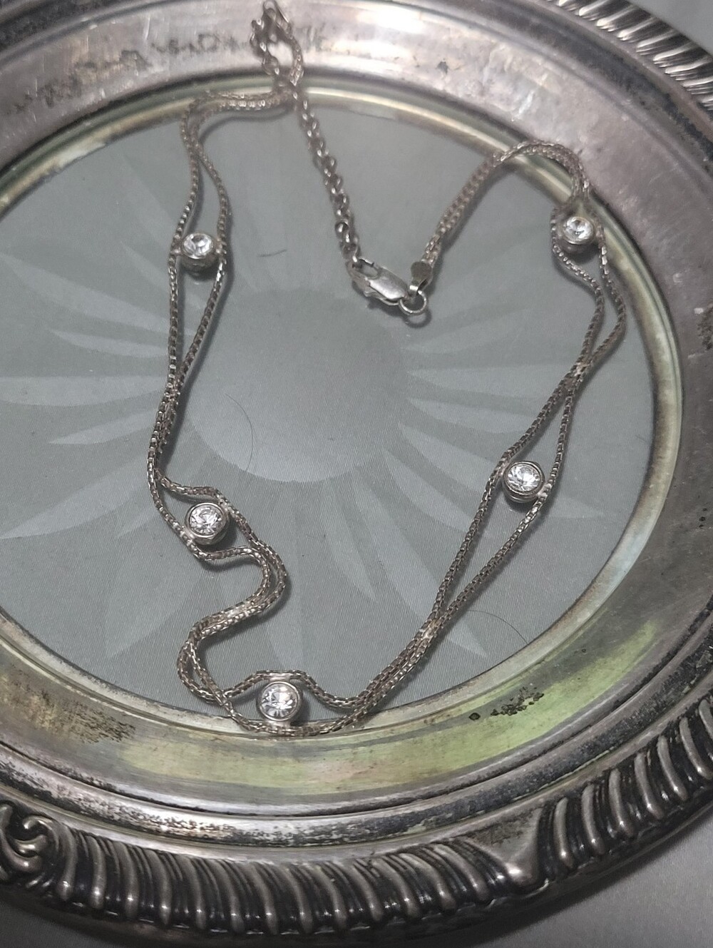 Elegant Sterling Silver Layered Crystal Necklace - Women's Jewelry